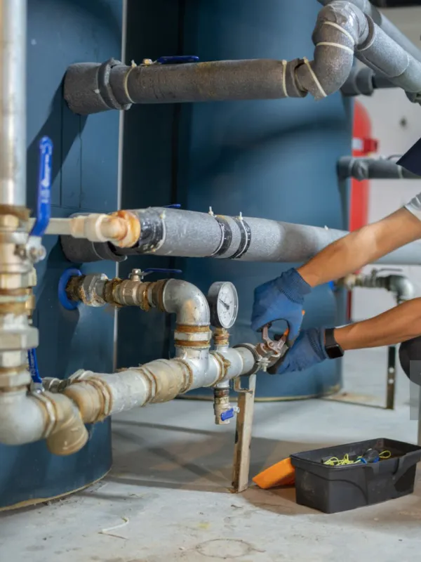 Plumber repairing pipe