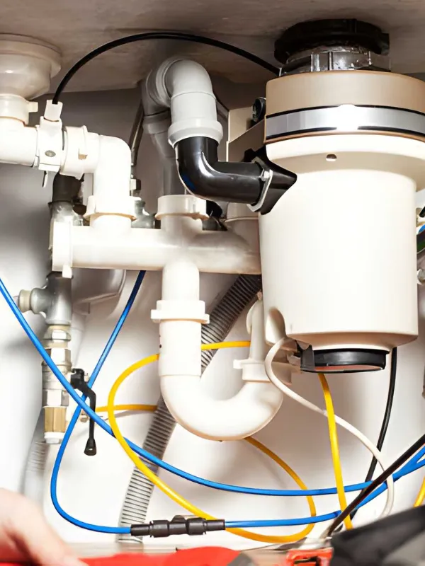 Plumber repairing pipe