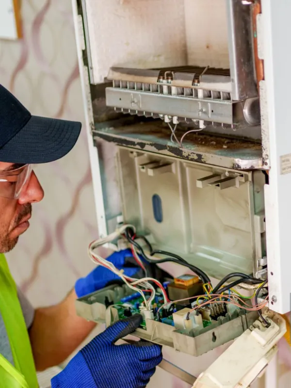 Plumber repairing pipe